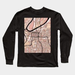 Kansas City Map Pattern in Soft Pink Pastels Long Sleeve T-Shirt